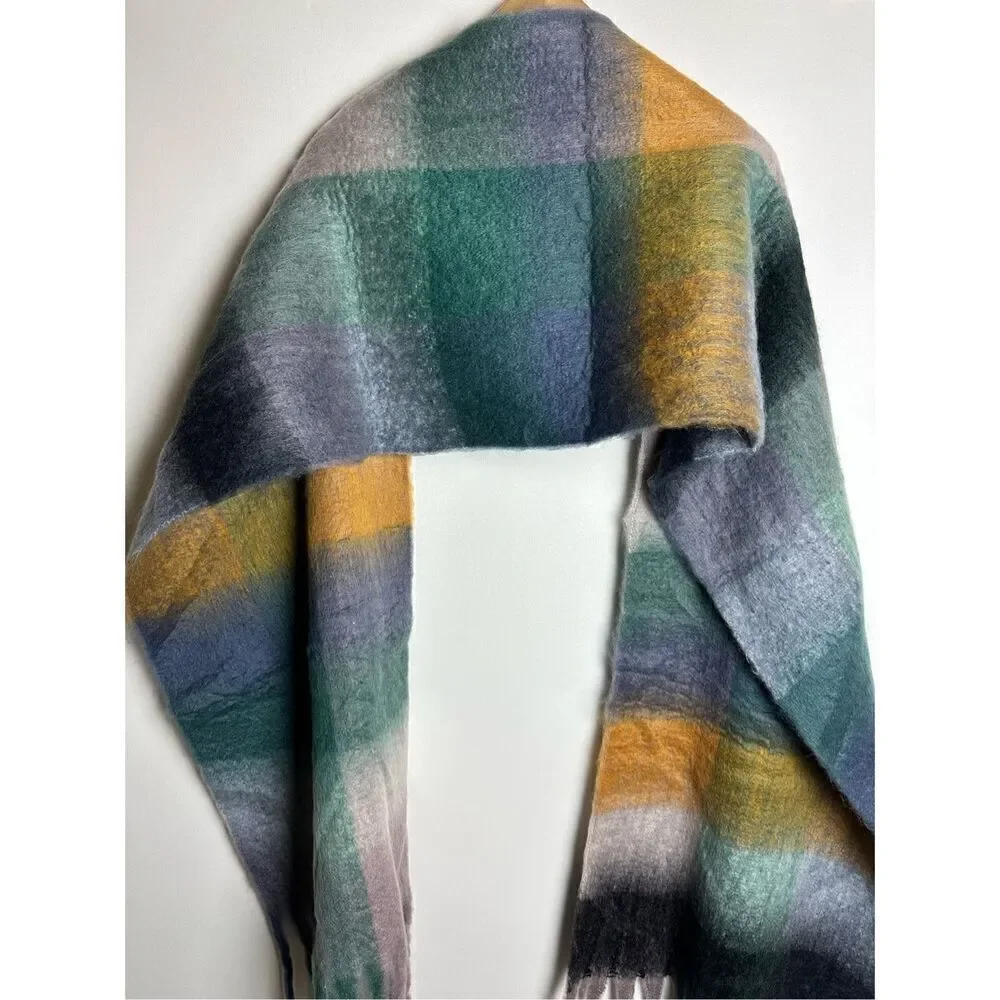 Mint green multi oversized scarf